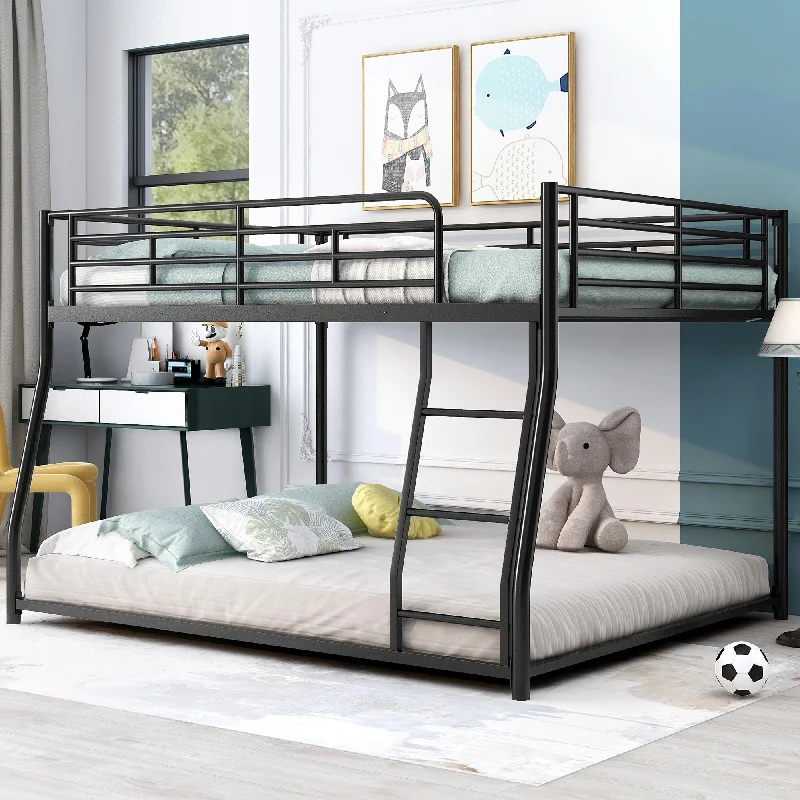 Metal Floor Bunk Bed, Full XL over Queen