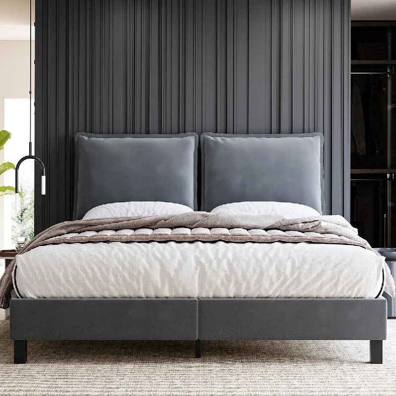 Metal Platform Bed Frame with Removable Pillow Back