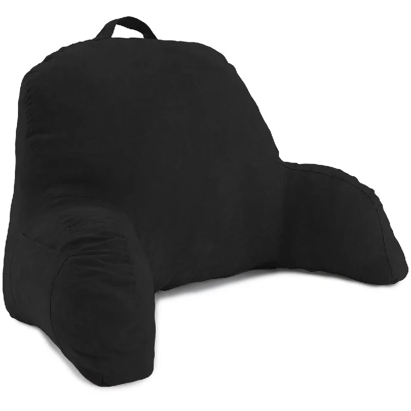 Microsuede Bed Rest- Stuffed Fiberfill with Arms, Black