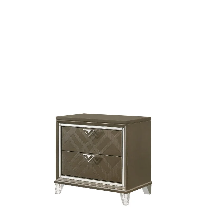 Mirrored Beveled Wood Nightstand, Bedside Tables with 2 Storage Drawer and Tapered Leg, for Bedroom