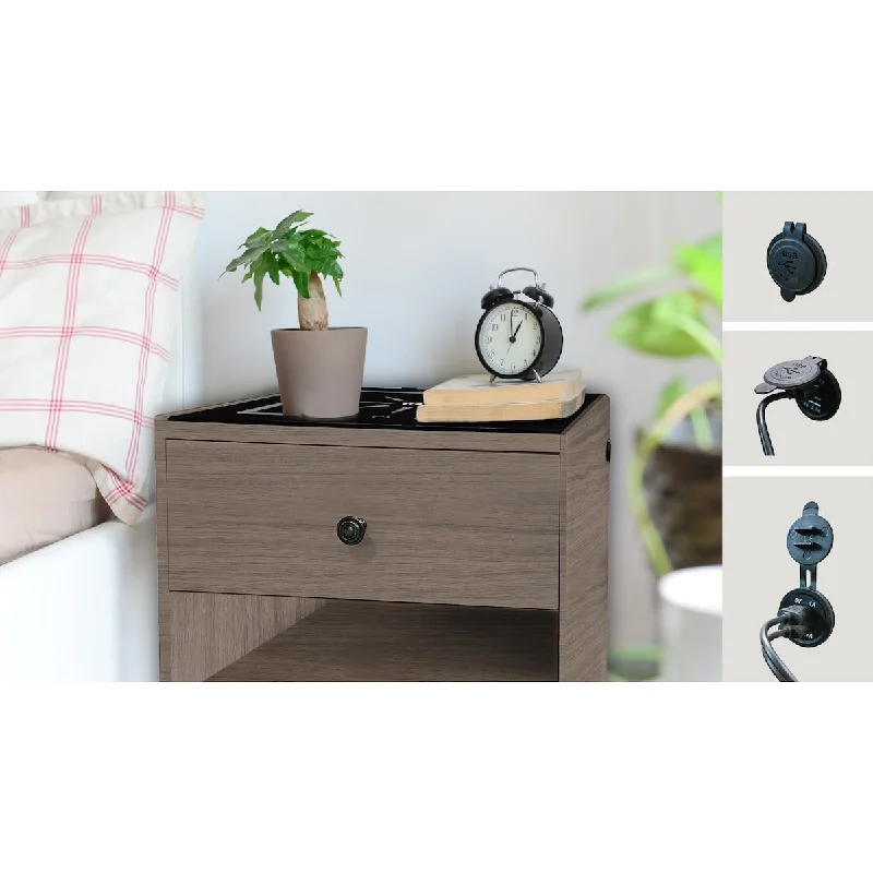 Modern & Contemporary MDF Nightstand with Wireless Charging Station ,for Your Bedrooms and Livingrooms