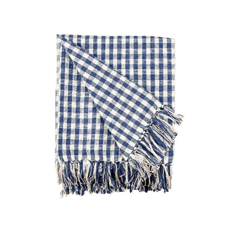 Navy/Natural Gingham Check 50" x 60" Throw Blanket