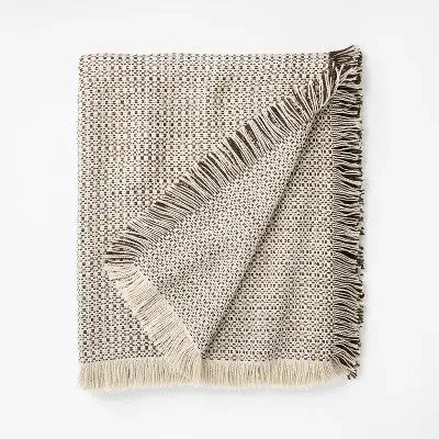 New - Woven textural Throw Brown / Cream - Threshold designed with Studio McGee