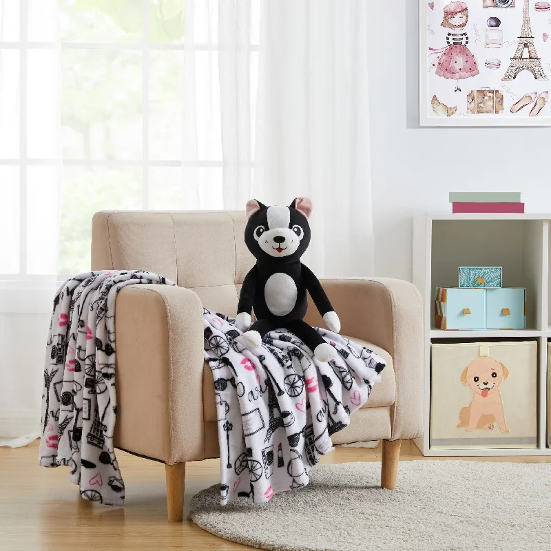 Olivia & Finn Frenchie Paris Throw and Plush Friend