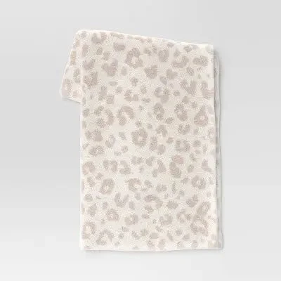 Open Box - Cozy Feathery Knit Cheetah Throw Blanket Beige - Threshold