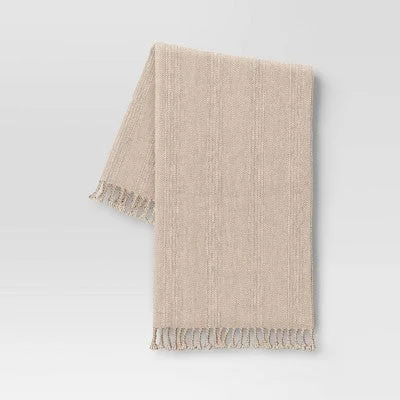 Open Box - Crystal Chenille Woven Throw Blanket Beige - Threshold