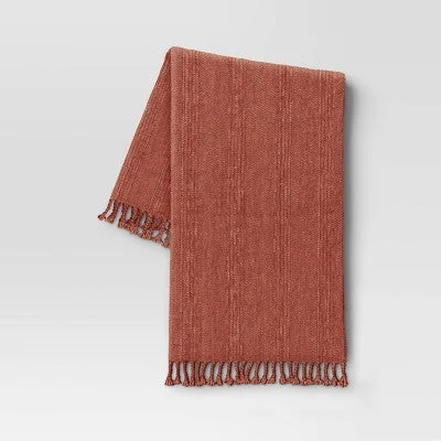 Open Box - Crystal Chenille Woven Throw Blanket Terracotta Orange - Threshold