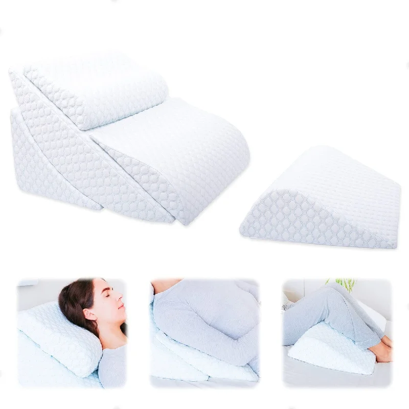 Orthopedic Bed Wedge Pillow Set, Reading Pillow & Back Support for Sleeping, Memory Foam Wedge for Lower Back, Knee and Leg Pain