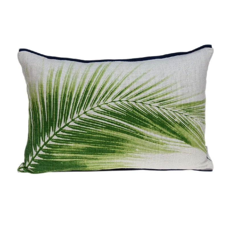 Parkland Collection Areca Tropical Green Pillow Cover With Down Insert