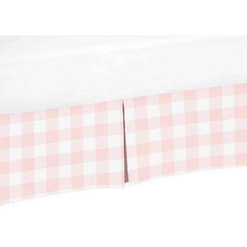 Pink Buffalo Plaid Check Collection Girl Crib Bed Skirt - Blush and White Shabby Chic Woodland Rustic Country Farmhouse