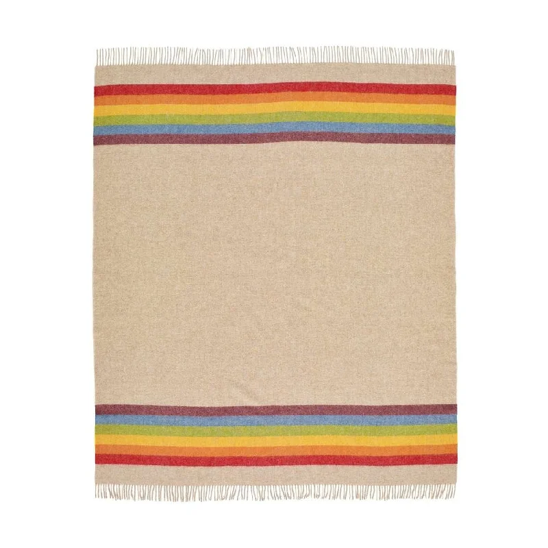 Pride Beige Multi, Shetland Pure New Wool Throw Blanket