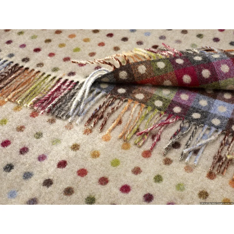 Rainbow Merino Lambswool Multi Spot Beige Throw Blanket