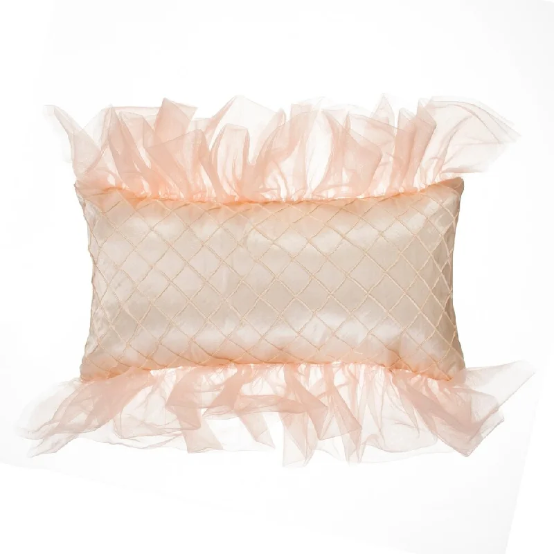 Remember My Love Pillow- Rectangle - Reversible Pink/Cream Pintuck