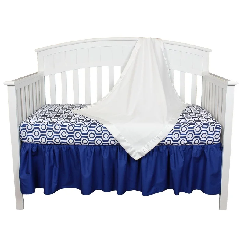 Royal Blue and White Geometric Modern Design 4-piece Baby Crib Bedding Set