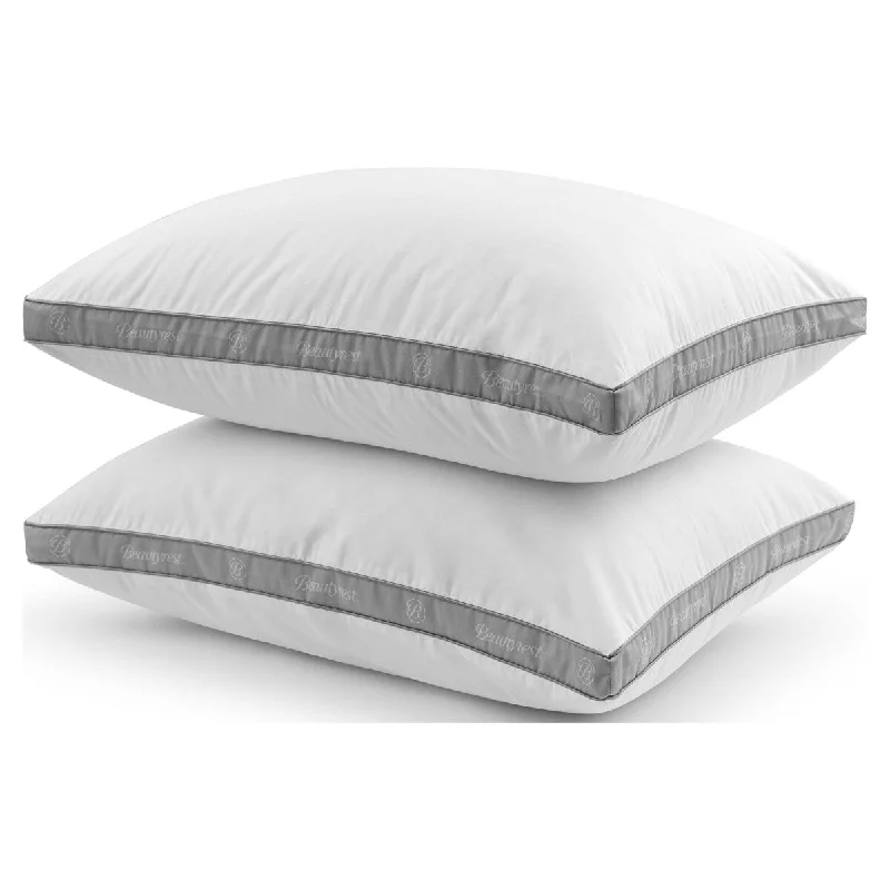 Signature Ribbon Bed Pillow 2 Pack, King, Polyester - White