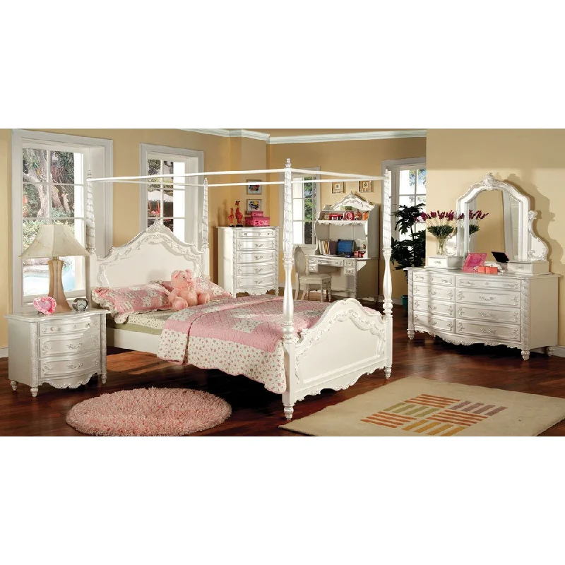 Sofia Fairy Tale Style Pearl White 4-piece Twin Bedroom Set