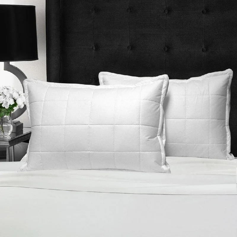 Swiss Comforts Cotton Loft Quilted Pillow Downproof Cover - White