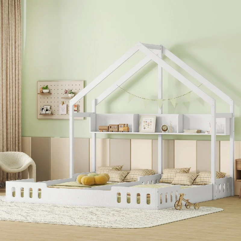 White Twin Size Solid Wood House Platform Beds, Adds Quaint Charm to Kids' Bedroom