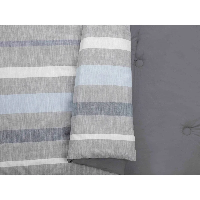 3-Piece Bold Blue Stripe King Comforter Set