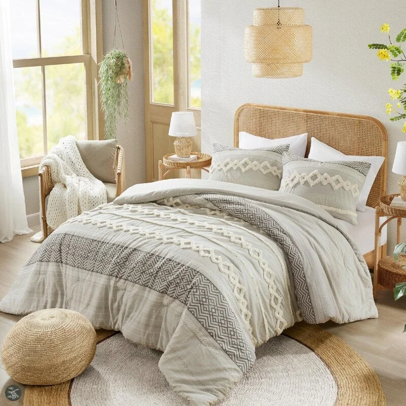 3 Pieces 100% COTTON Farmhouse Comforter Set