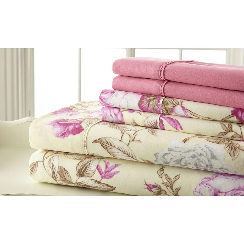 6-piece 100GSM Pink Floral Printed Sheet Set