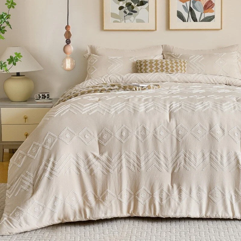 7 Pieces Farmhouse Tufted Shabby Chic Comforter Set