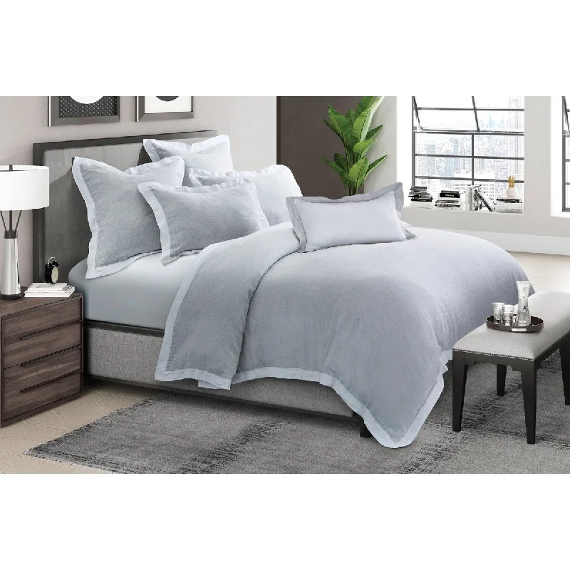 AICO Atina Gray Belgium Linen Duvet Set