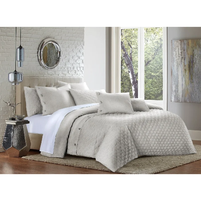 AICO Gibson Diamond Quilted and Solid Plain Linen Duvet Set