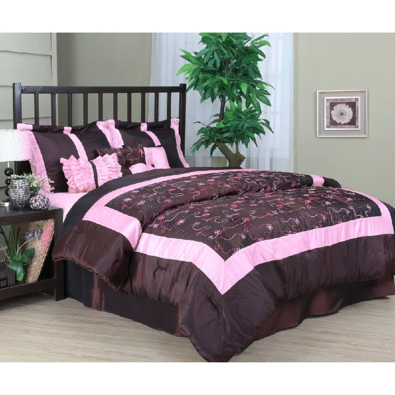 Briana 7-piece Burgundy Comforter Set