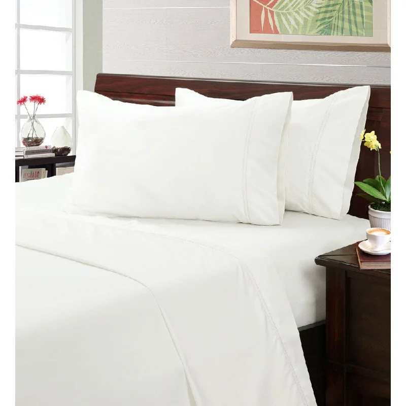 Bright White 400 Thread Count Hemstitch Sheet Set