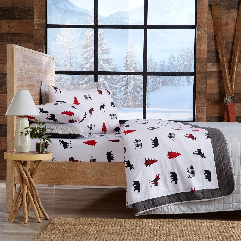 Checkered Moose Cotton Sheet Set