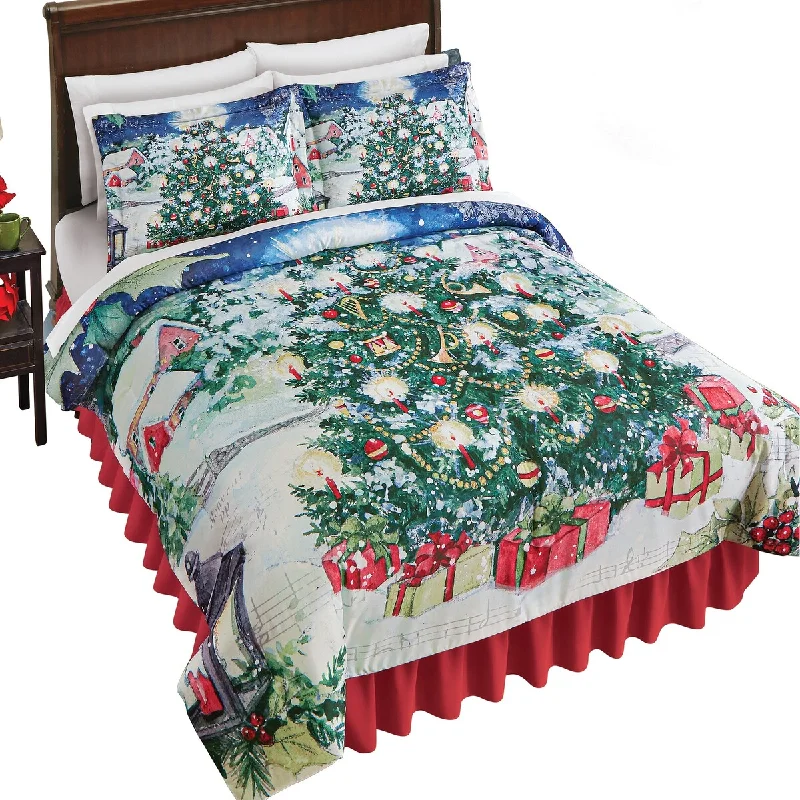 Christmas Night Printed Scenic Comforter Set