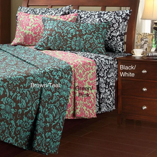 Damask Microfiber Twin-size Sheet Set