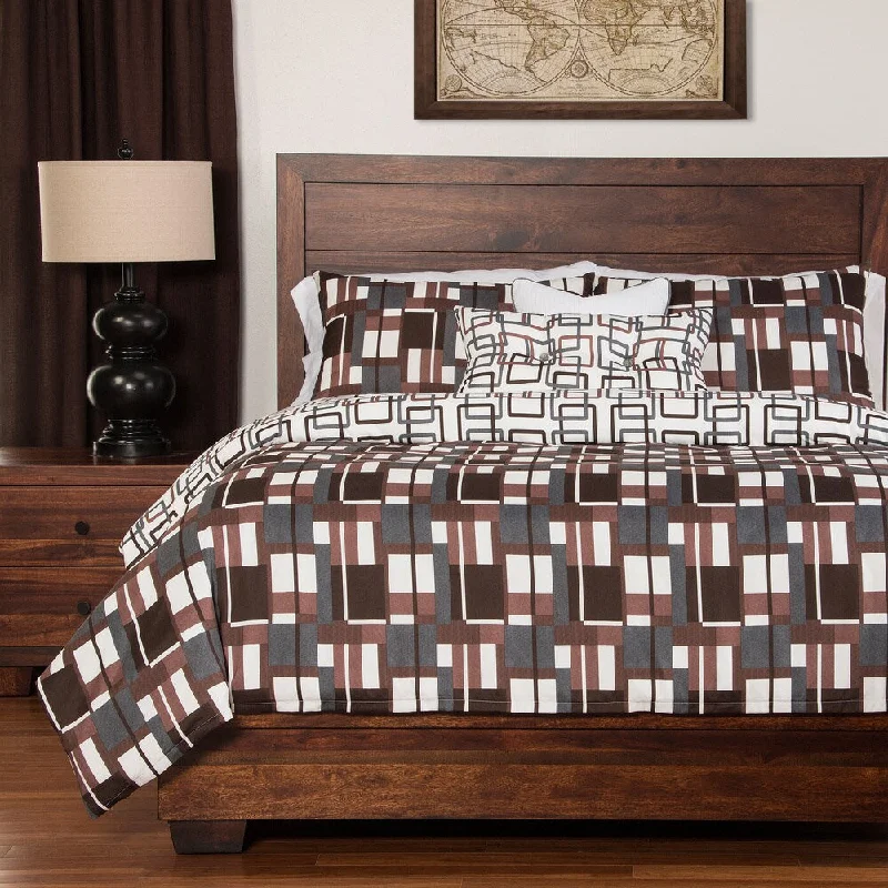 Geometric Plaid 4-piece Duvet Cover Set