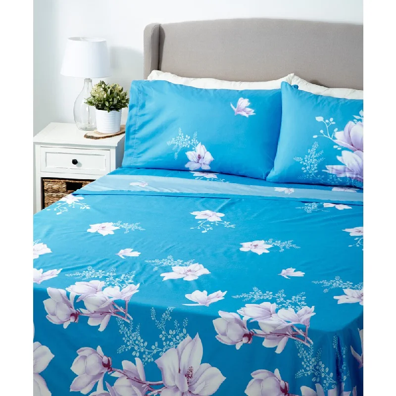 Glory Home 1000 Series 6-piece Sheet Set Blue Background Floral