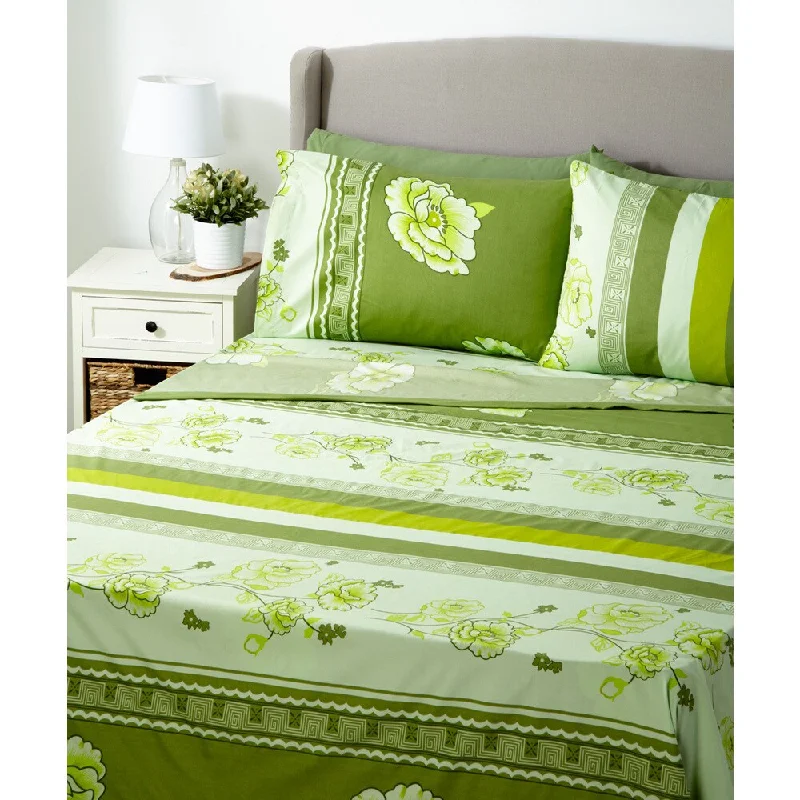 Glory Home 1000 Series 6-piece Sheet Set Green Floral