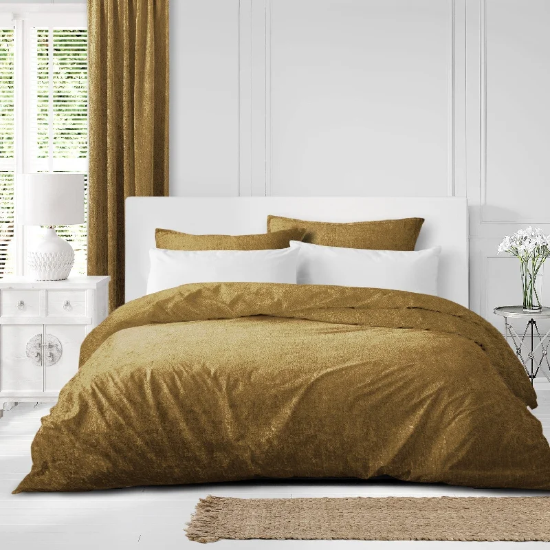 Juno Velvet Gold Queen Duvet Cover - Open Box