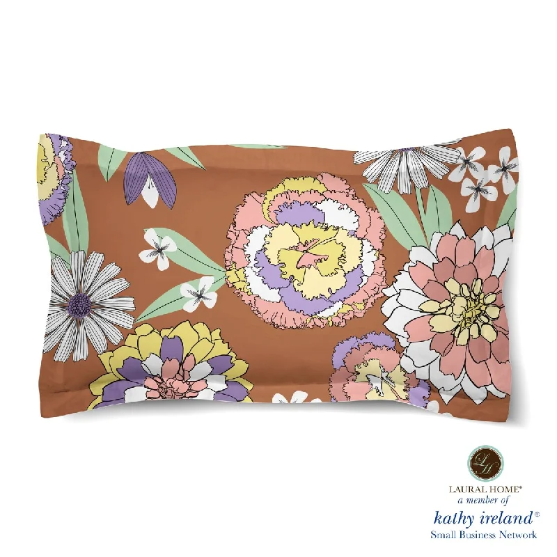 Laural Home kathy ireland® Small Business Network Member Retro Floral Bursts King Comforter Sham