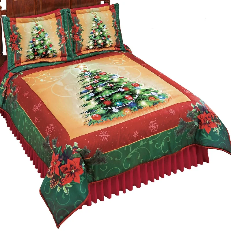 Lighted Christmas Tree Reversible Holiday Comforter