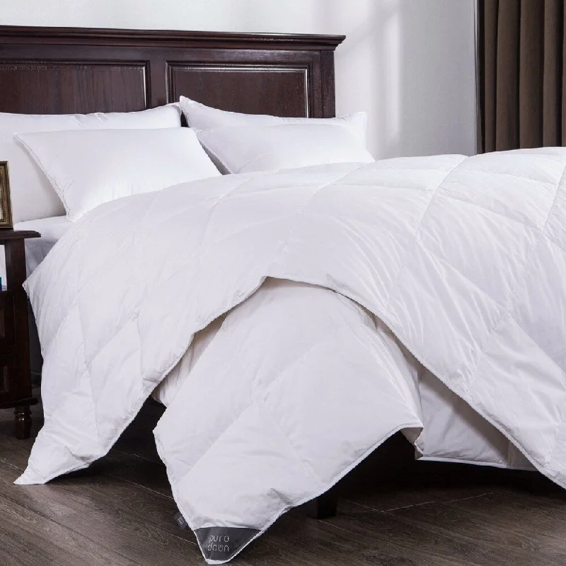 Lightweight White Down Comforter with Cotton Cover and Corner Ties