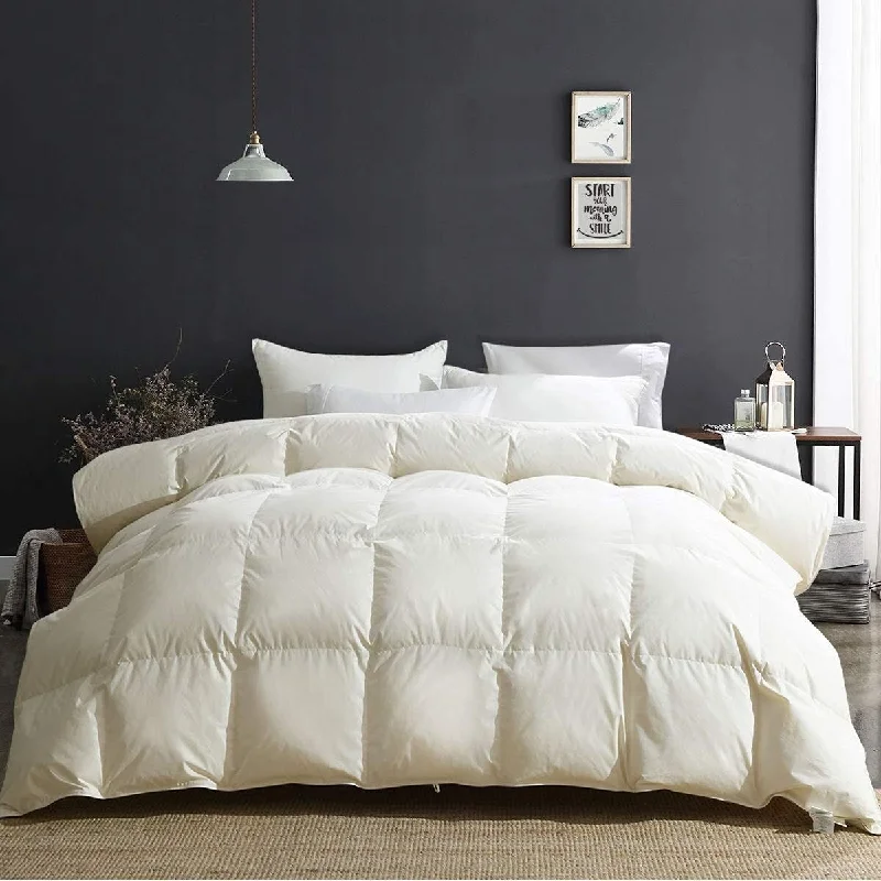 Oversized King Luxury 100% Organic Cotton All Season Feathers Down Comforter 750 Fill Power Medium Warmth Duvet Insert, 120x98