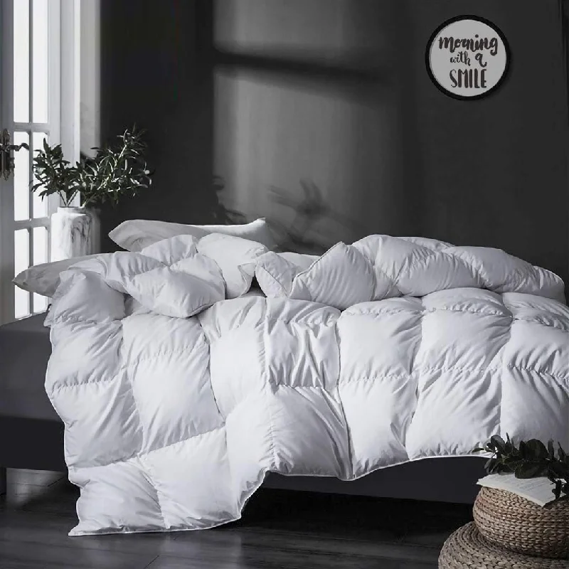 Twin All Season Goose Feathers Down Comforter, Ultra-Soft Pima Cotton, 25oz Feathers Down Medium Warmth Year-Round Duvet Insert