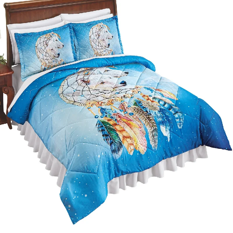 Wolf Crescent Moon Shaped Dream Catcher Comforter Set