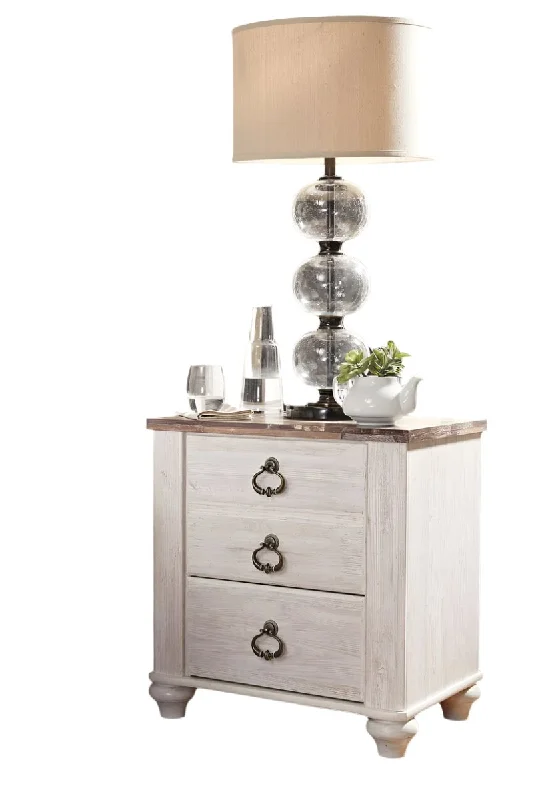 Willowton Whitewash Two Drawer Night Stand