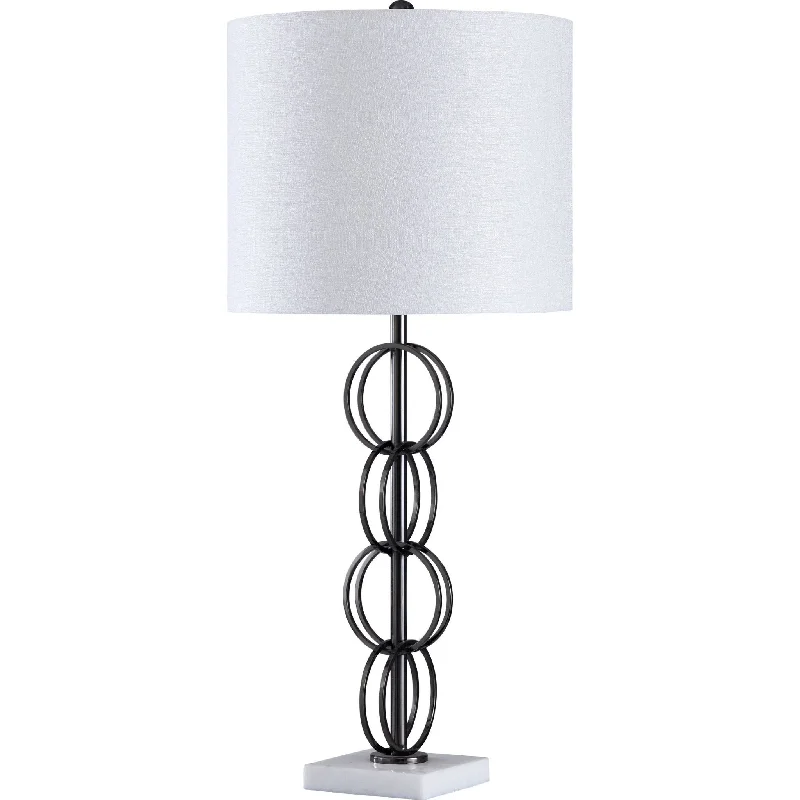 Calacatte Table Lamp - Black Chrome/White Marble 34.00"