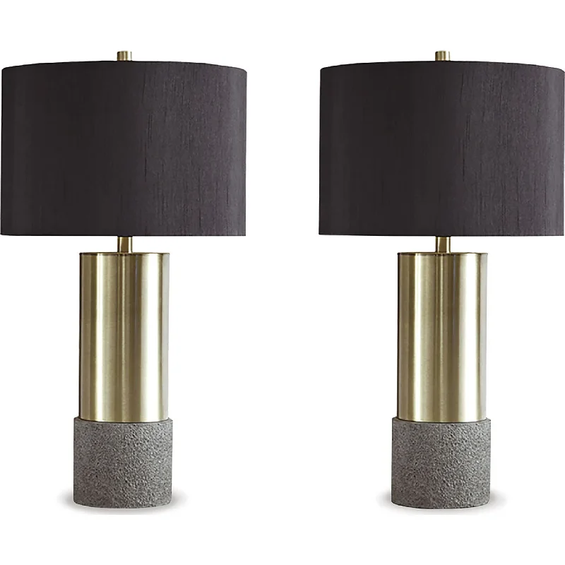 Jacek Table Lamp Pair - Gray/Brass Finish 27.25"