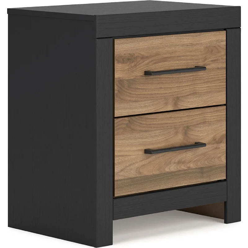 Vertani Nightstand - Black/Honey Brown