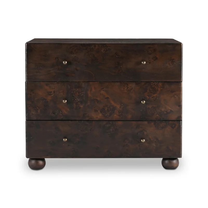 York Dark Brown 3 Drawer Nightstand