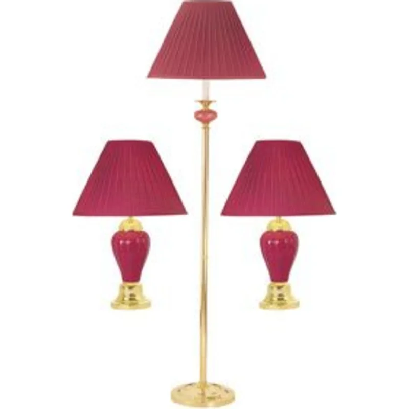 Newark Lamp Set-2 Table 1 Floor - Burgundy 64.00"